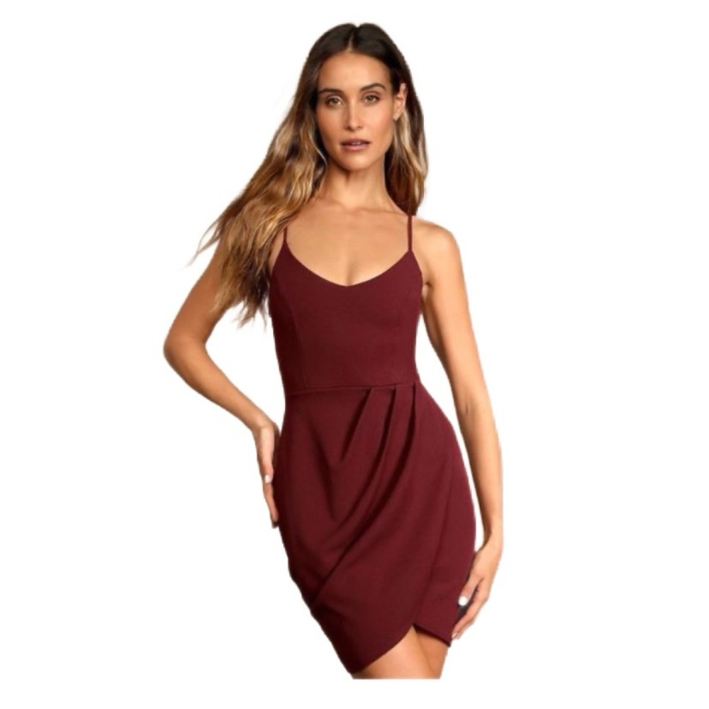 Lulu's NWT Forever Your Girl Wine Spaghetti-Strap Mini Dress Size XL